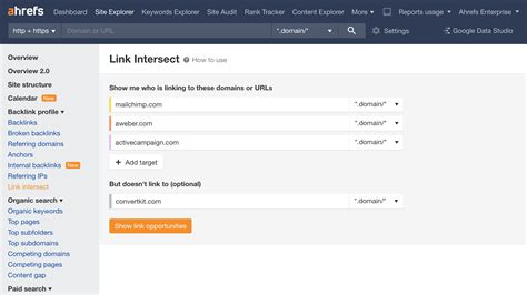 Ahrefs link intersect tool Ahrefs Link Intersect