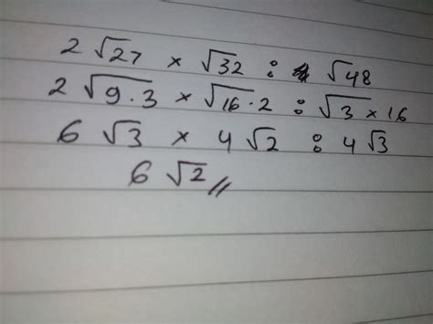 Akar dari 32  Soal di atas dapat diselesaikan dengan menggunakan sifat akar dalam aljabar sebagai berikut : √(axb) = √a x √b a√c + b√c = (a+b)√c a√c - b√c = (a-b)√c Sekarang kita bahas soal di atas ya