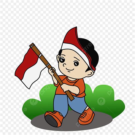 Anak kecil bawa bendera merah putih kartun  Melinda Kusuma Ningrum