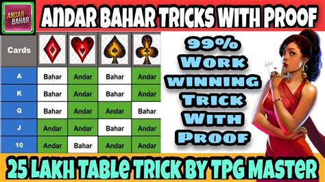 Andar bahar tricks chart  The basic rules are as follows: The dealer first draws a card from a