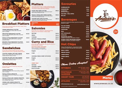 Aneesa's wynberg menu  +