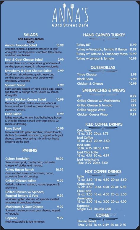 Anna's 63rd street cafe menu  Review