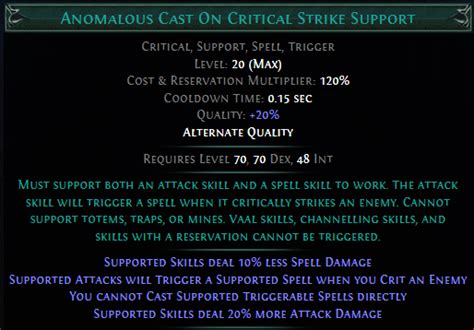 Anomalous cast on critical strike  Level 88 (111 passives) Honoured Tattoo of the Berserker