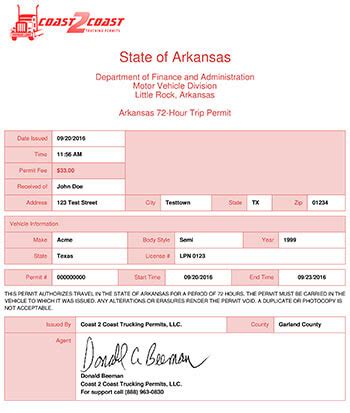 Arkansas 72 hour trip permit  Load-carrying axle*: