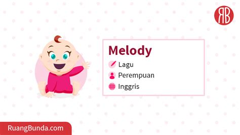 Arti nama melody Arti Nama MELODY: (5) Kebahagiaan, kehormatan dan pernikahan (14) Pengorbanan (500) Suci (9) Kesedihan dan kekurang-sempurnaan POSITIF : 50%: Arti Nama ARDANJ: (6) Pekerjaan yang sempurna (15) Beribadah, baik dan sopan (700) Kekuatan (26) Tanda baik dan bermanfaat (20) Bengis, ketus dan kedukaanTahukah anda bahwa Nama Melody Adhara Khansaa mungkin mempunyai arti dari berbagai bahasa