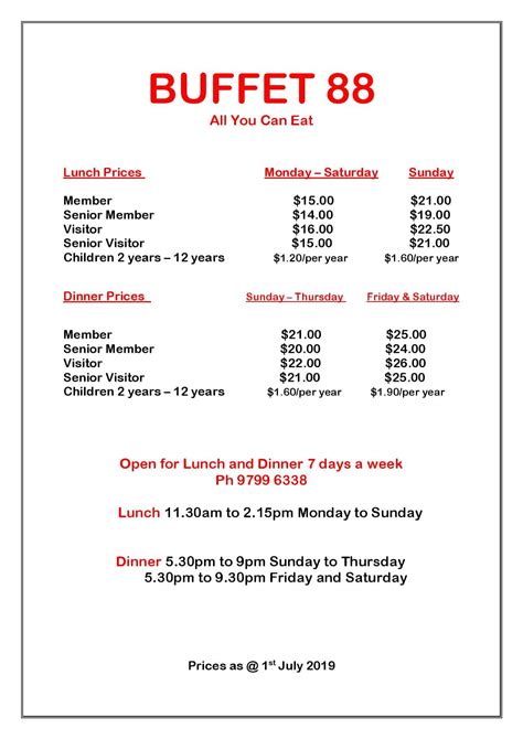 Ashfield rsl buffet price  483