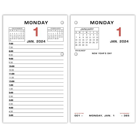 2024 AtAGlance E91950 Compact Daily Calendar Refill with Tabs
