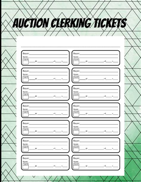 Auction supplies clerking tickets A