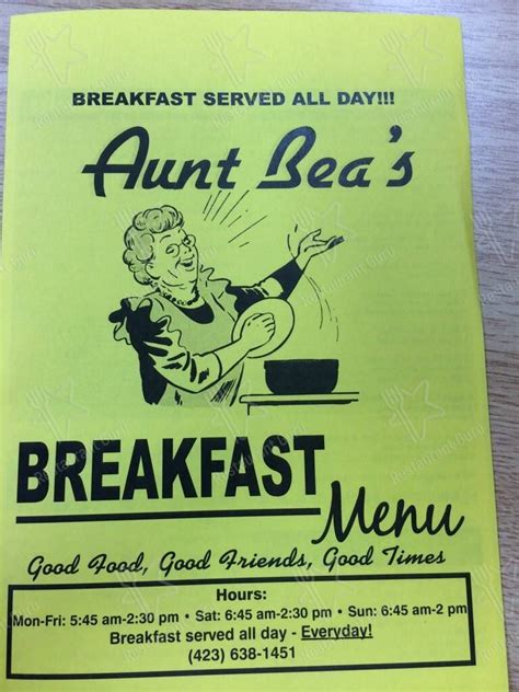 Aunt bea's home cooking menu  38 reviews #4 of 4 Quick Bites in Galax $ Quick Bites American