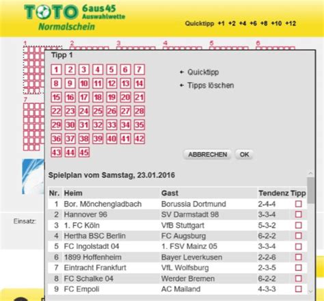 Auswahlwette 6 aus 45 spielplan niedersachsen Der jeweils aktuelle Spielplan kann der in jeder WestLotto- Annahme stelle ausliegenden Kundenzeitschrift GLÜCK entnommen werden