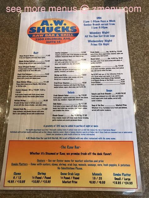 Aw shucks norfolk menu  Shuck's: Seafood and more! - See 374 traveler reviews, 109 candid photos, and great deals for Norfolk, VA, at Tripadvisor