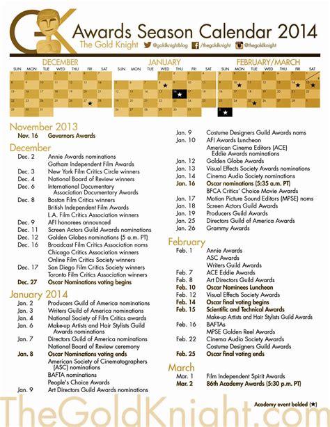 2024 Awards Season Calendar