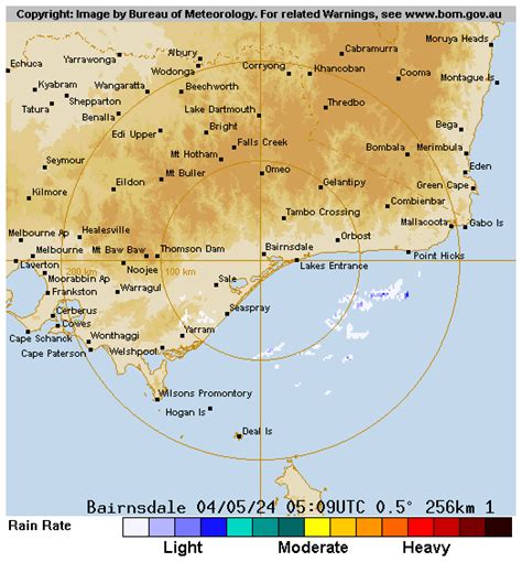 Bairnsdale radar loop 256 Sunrise: 5:51 am