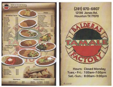 Balderas tamale factory menu  Find great things to do