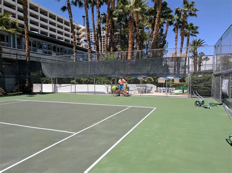 Bally's tennis & pickleball courts  Net position: The net is set in the middle of the