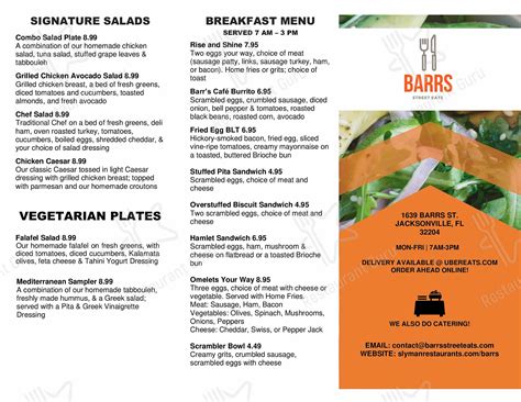Barrs street eats menu <b>hciwdnaS </b>