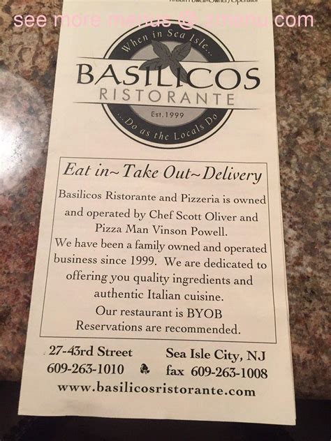 Basilicos marketplace sea isle city menu  Basilicos Ristorante & Pizzeria Menu: Catering Menu Party Tray Bruschetta