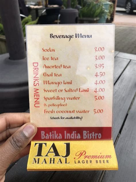 Batika india bistro menu  40 ft $$ - $$$ • Indian • Vegetarian Friendly • Vegan Options