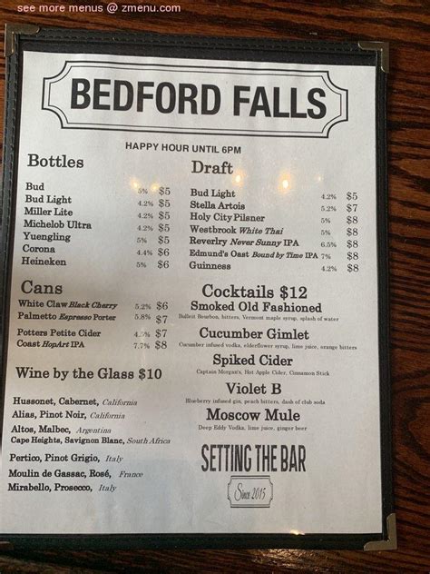 Bedford falls chs menu Specialties: Gingerline offers vibrant cocktails and coastal-inspired dishes, thoughtfully prepared with top local ingredients, served in a friendly, bright setting on downtown Charleston's historic Market Street