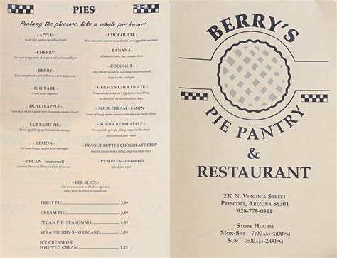 Berry's pie pantry menu  2904 E Manoa Rd, Honolulu, HI 96822