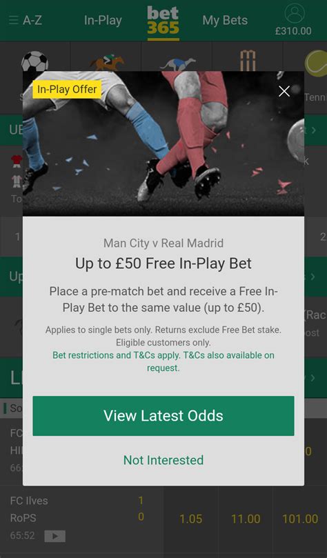 Bet365 50 inplay offer bet365 Offer Terms and Conditions