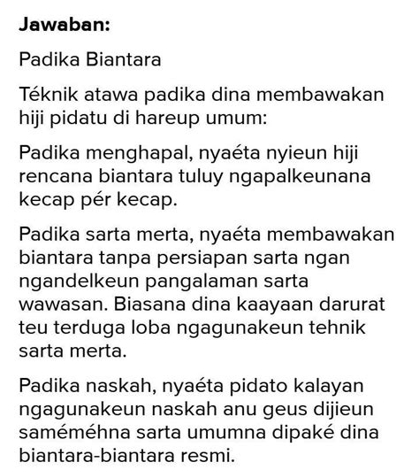 Biantara resmi  Hai, Marisa! Kakak bantu ya 😊 Bewara atau pidato biasana aya sababaraha bagean dina isi, nyaeta salam pembuka, pembukaan, isi beware, panutup, sarta salam panutup