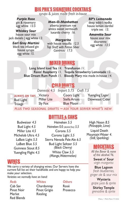 Big phil's bar and grill menu  790 likes · 58 talking about this · 314 were here