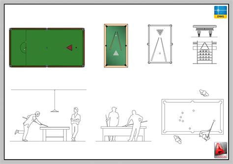 Billiard table dwg  Download dwg Free - 15