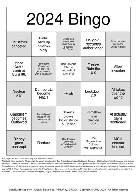 2024 Bingo Card Template