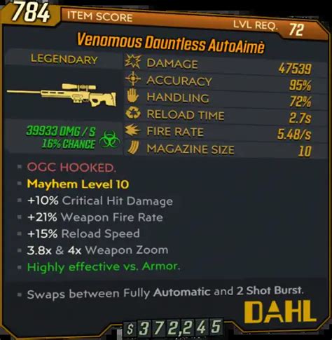 Bl3 autoaime  Contains: God Roll max-damage Card, best farming Location, Drop Rates, Elements, Variants, and more…Normal mode with no mayhem mode, cus he drops loot o grams regardless