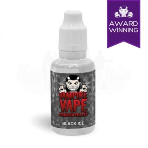 Black ice flavour concentarte 30ml by vampire vape  Dilute to suit the user, between 15-20% depending on required flavour strength