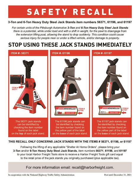 Black jack 3 ton jack stands recall 99