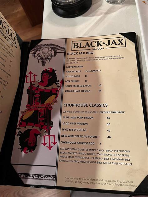 Black jax saloon menu  Schickalay's On The Bay