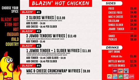 Blazin' hot chicken westlake menu  $10