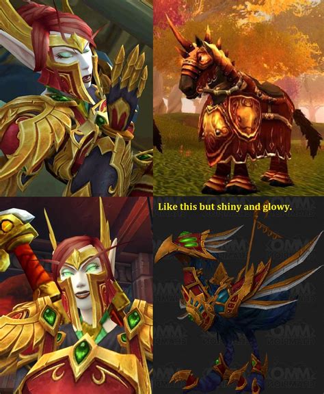 Blood elf paladin mount quest Both these items match the attire that Blood Knights use, as well as sharing a color