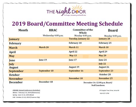 2024 Board Meeting Schedule