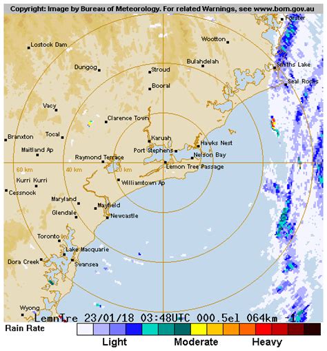 Bom radar newcastle 64 loop  Also details how to interpret the radar images and information on subscribing to further enhanced radar information services available from the Bureau of Meteorology