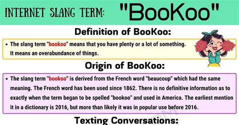 Bookoo definition  also boo·coo or boo·koo Informal adj