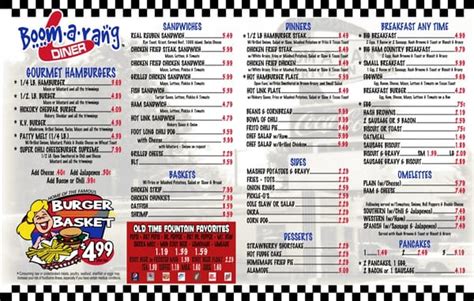 Boomarang diner muskogee menu  Sandwiches