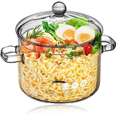 Simax Glass Cookware, 64 Oz (2 Quart) Clear Glass Pot, Glass Saucepan,  Potpourri Simmer Pot With Lid, Easy Grip Handles, Made from Oven,  Microwave, Stove and Dishwasher Safe Borosilicate Glass 