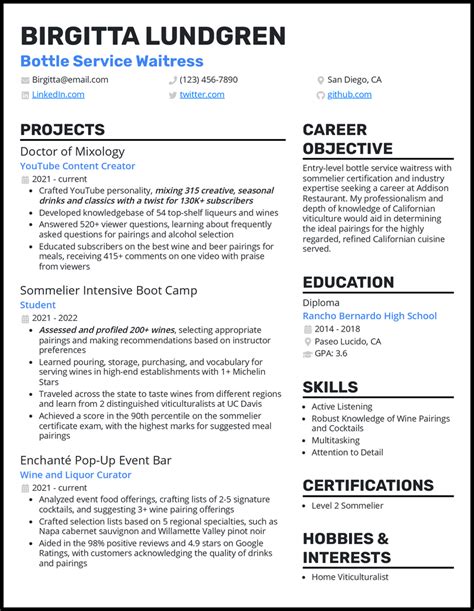 Bottle waitress resume examples  2646