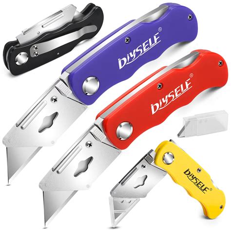 8 Pack Utility Knife Box Cutters (9mm Wide Blade Cutter 4 Colors) Box Cutter Retractable, Compact Utility Knives, Extended Use for Office, Craft