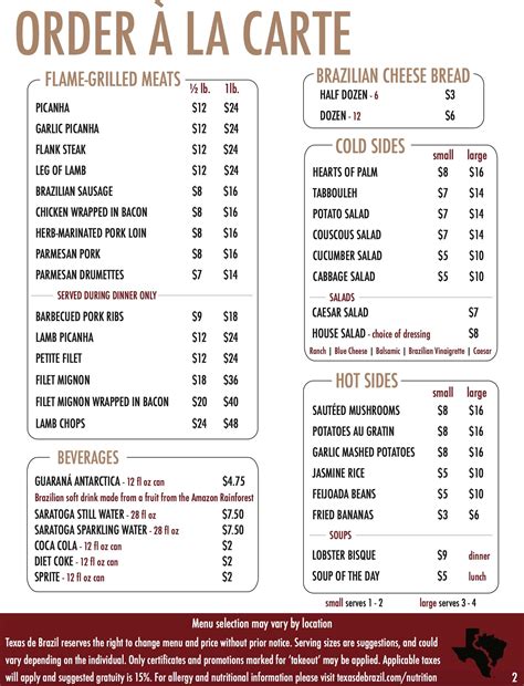 Brazzi menu with prices  ANTIPASTI $ 18