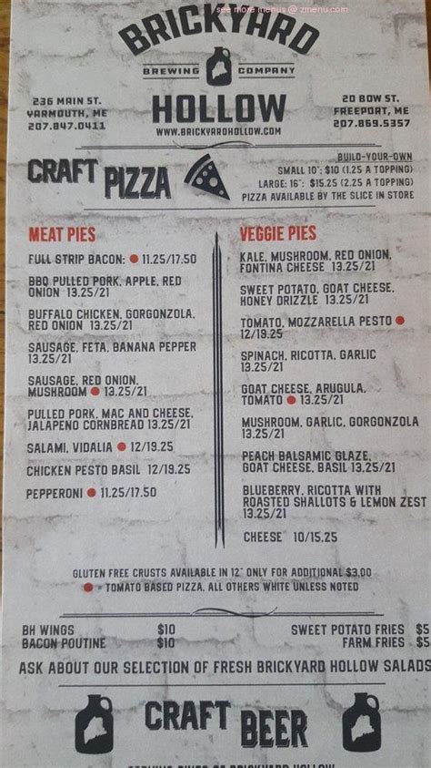 Brickyard hollow yarmouth menu  Delivery: 4:00pm–8:45pm