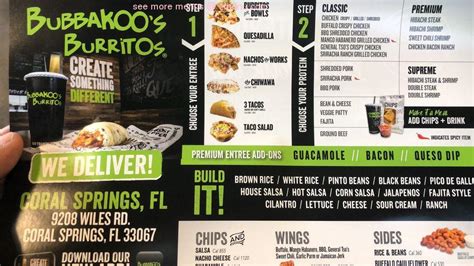 Bubbakoo's burritos menu 99+
