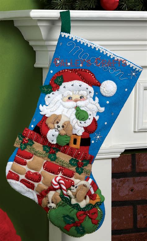 Bucilla 18-Inch Christmas Stocking Felt Applique Kit, 86647 Nordic Santa 