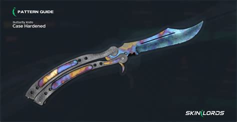 Butterfly knife blue gem  The playside is almost fully blue with violet nuances; the backside has two golden scars, one on the tip of the blade and one close to the handle