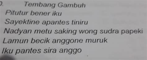 Cacahing larik saben sapada diarani  Guru lagu : tibaning swara ing pungkasan gatra