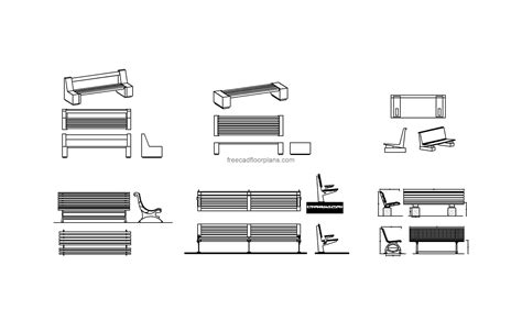 Cad block bench  Park scenes