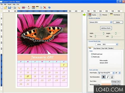Calender creator  You can choose between portrait and landscape by simply changing your print settings